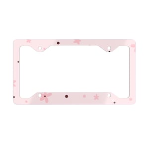 Floral Metal License Plate Frame, Chic Car Decor, Cute Gift for Car Lovers, Pink Floral License Plate Holder, Spring Car Accessories