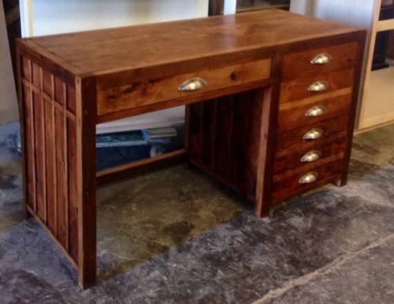 Aged Salvaged Wood Desk Made To Order Etsy