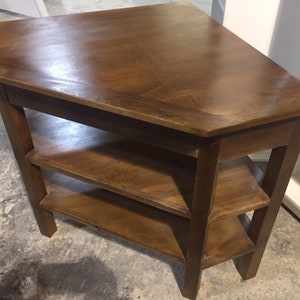 Handcrafted Corner Table Solid Wood image 3