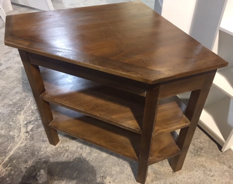 Handcrafted Corner Table Solid Wood image 3