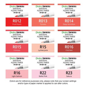 Ohuhu Honolulu Reds R Alcohol Marker with Brush Tip Single Replacement Color for Coloring and Illustrations image 2