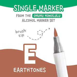 Ohuhu Honolulu Earthtones E Alcohol Marker with Brush Tip Single Replacement Color for Coloring and Illustrations