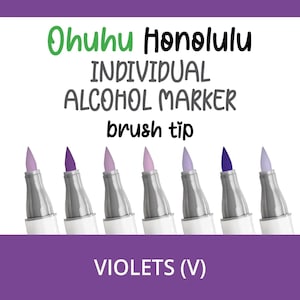 Ohuhu Honolulu Violets V Alcohol Marker with Brush Tip Single Replacement Color for Coloring and Illustrations