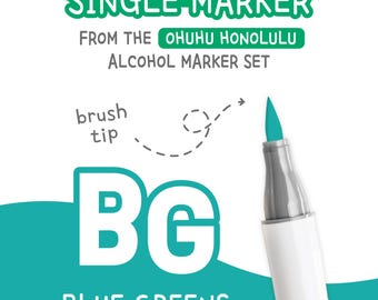 Ohuhu Honolulu Blue Greens BG Alcohol Marker with Brush Tip Single Replacement Color for Coloring and Illustrations