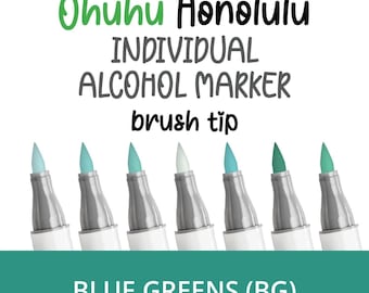 Ohuhu Honolulu Blue Greens BG Alcohol Marker with Brush Tip Single Replacement Color for Coloring and Illustrations