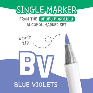 Ohuhu Honolulu Blue Violets BV Alcohol Marker with Brush Tip Single Replacement Color for Coloring and Illustrations