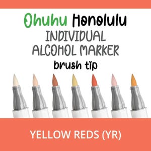 Ohuhu Honolulu YR Yellow Reds Alcohol Marker with Brush Tip Single Replacement Color for Coloring and Illustrations