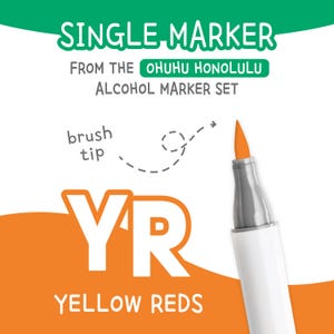 Ohuhu Honolulu YR Yellow Reds Alcohol Marker with Brush Tip Single Replacement Color for Coloring and Illustrations