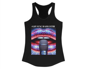 Racerback Tank Top – Lips Microphone Graphic, Tik Tok Contest Shirt