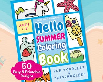 Summer Coloring Book: 50 Hand-Drawn Beach & Fruit Pages (PDF Download