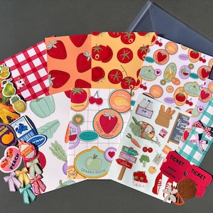Farmers Market Journal Starter Pack, Aesthetic Junk Journal Supplies, Scrapbook Starter Kit, Junk Journal Kit
