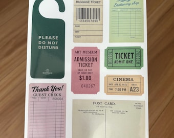 Travel Ticket Stickers | Junk Journal Scrapbook Stickers