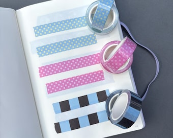 Blue and Brown Striped Washi Tape | Scrapbook & Journal Tape
