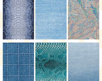 Adhesive Scrapbook Paper: Denim and Texture Designs - 6 Matte Sheets
