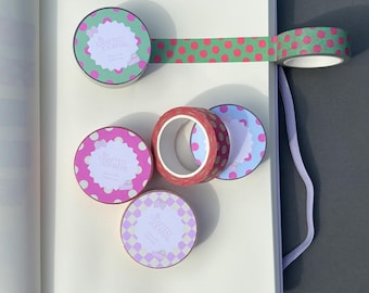 Pink and Green Polka Dot Washi Tape | Scrapbook & Journal Tape