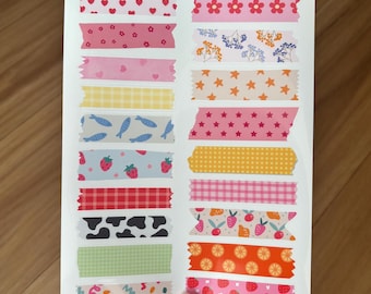 Washi Tape Sticker Sheet | Planner, Junk Journal, Scrapbook Supplies