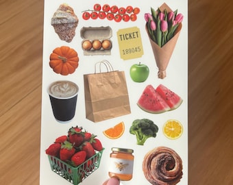 Farmers Market Sticker Sheet | Junk Journal Scrapbook Stickers