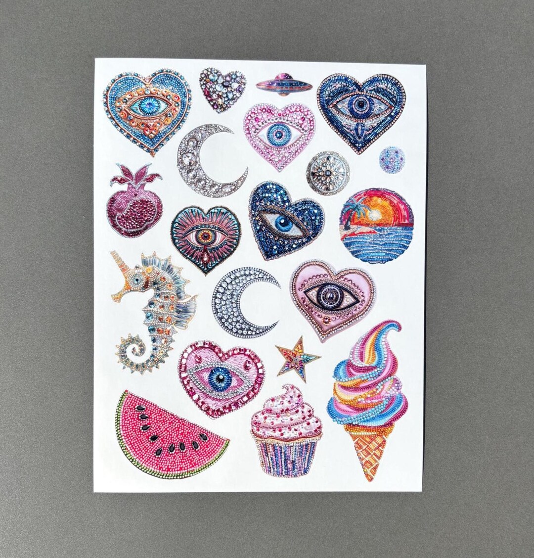 Beaded Trinket Sticker Sheet | Junk Journal Scrapbook Stickers - Etsy