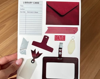 Red Stationery Stickers | Junk Journal, Scrapbook Sticker Sheet