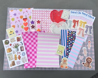 Junk Journal Starter Kit, Aesthetic Stickers, Ephemera, Scrapbook Supplies