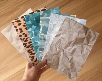 Sticky Back Scrapbook Paper: Neutral Textures, Ocean & Leopard Prints