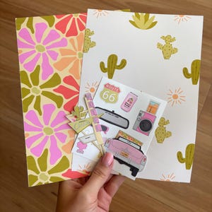 Juni Snail Mail Club - Sommer Aufkleber, Journal Aufkleber, Scrapbooking, Junk Journal Papier, Junk Journal Pack, Road Trip Aufkleber