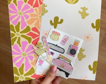 Monatliches Journal Kit - Summer Snail Mail Club: Journal Aufkleber & Scrapbook Papier im Paket