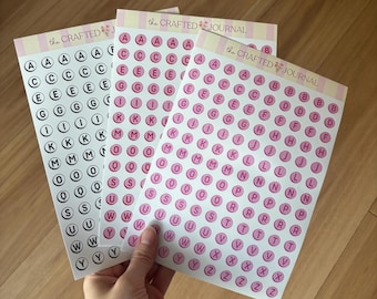 Oopsie Bead Letter Sticker Sheet Set | Junk Journal Scrapbook Stickers