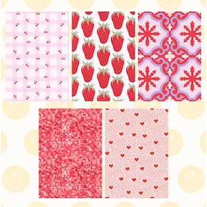 Carta adesiva per diario con ciliegie e fragole, carta per scrapbooking rossa, carta per diario con fragole, carta per diario spazzatura, adesivi per diario spazzatura
