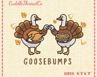 Goosebumps Thanksgiving Embroidery Design, Funny Goose Turkey Machine Embroidery File, 4x4 hoop design, DST PES file for embroidery machine