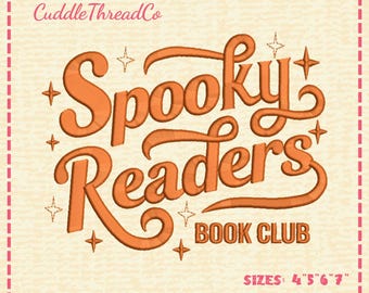 Spooky Readers Book Club Embroidery Design, Halloween Book Lover Machine Embroidery File, DST PES file for embroidery machine
