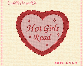 Hot girls read books embroidery design, Reading Machine embroidery files, 4x4 hoop design, DST PES file for embroidery machine