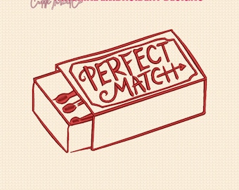 Perfect Match Stickmuster – Valentinstag Streichholzschachtel-Design, 4x4-Rahmen, DST PES Stickdatei für die Stickmaschine