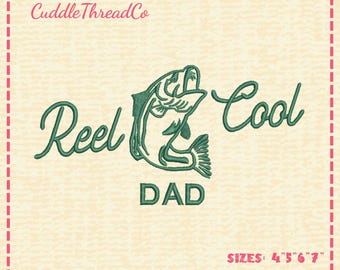 Reel Cool Dad-borduurontwerp, Dad-borduurbestand, Vaderdag-machineborduurpatroon, DST PES-bestand voor borduurmachine