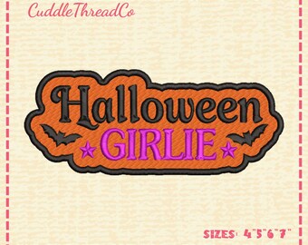 Halloween Girlie Embroidery Design, Halloween Girl Embroidery File, Cute Spooky Machine Embroidery, DST PES file for embroidery machine