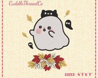 Cute Ghost Embroidery Design, Fall Halloween Machine Embroidery, Spooky Embroidery Design, DST PES file for embroidery machine