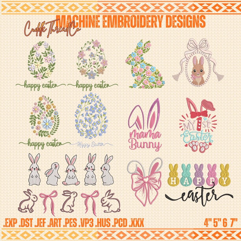 Easter Embroidery Bundle, Spring Easter Machine Embroidery Files, 4x4 ...