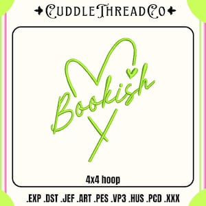 Cute bookish embroidery design, Reading Machine embroidery files, 4x4 hoop design, DST PES file for embroidery machine, mini embroidery