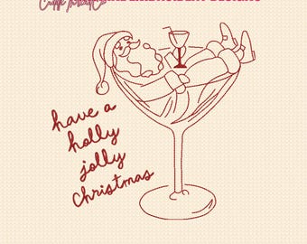 Have a Holly Jolly Christmas embroidery designs, Christmas embroidery file, festive holiday machine embroidery, 4x4 hoop DST PES file