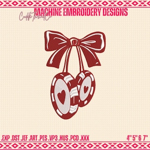 Schattig pokerchips borduurontwerp, 4 x 4 hoepelontwerp, miniborduurwerk, DST PES-bestand voor borduurmachine, cadeau voor besties zus vrienden