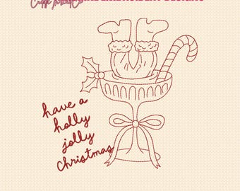 Have a Holly Jolly Christmas embroidery designs, Christmas embroidery file, festive holiday machine embroidery, 4x4 hoop DST PES file
