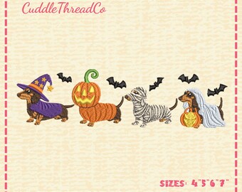Halloween Dachshund Embroidery Design, Halloween Dog Embroidery File, Cute Spooky Dog Machine Embroidery,DST PES file for embroidery machine