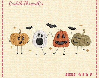 Halloween Pumpkin Embroidery Design, Cute Jack O Lantern Machine Embroidery, Spooky Pumpkin Digital, DST PES file for embroidery machine