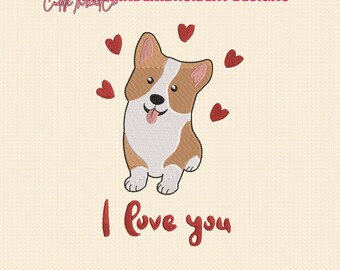 Diseño de bordado "Te amo perro", archivo de San Valentín, diseño de bastidor 4x4, mini bordado, archivo DST PES para máquina de bordar