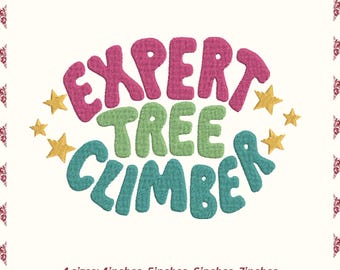 Diseño de bordado Expert Tree Climber, archivos de bordado a máquina para niños, jóvenes y niños pequeños, diseño de bastidor 4x4, archivo DST PES para máquina de bordar