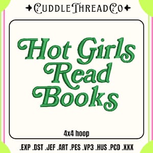 Hot girls read books embroidery design, Reading Machine embroidery files, 4x4 hoop design, DST PES file for embroidery machine