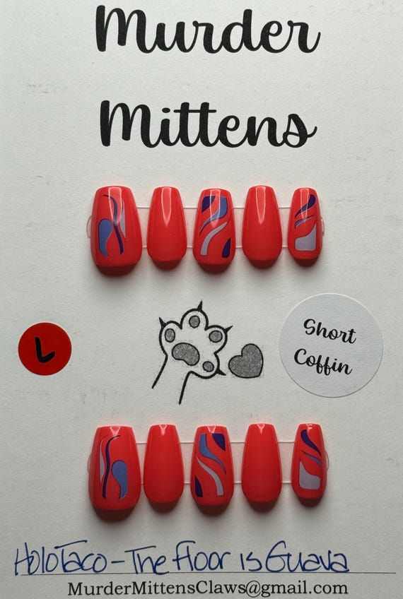 Holo Taco - The Floor Is Guava; press-on nails