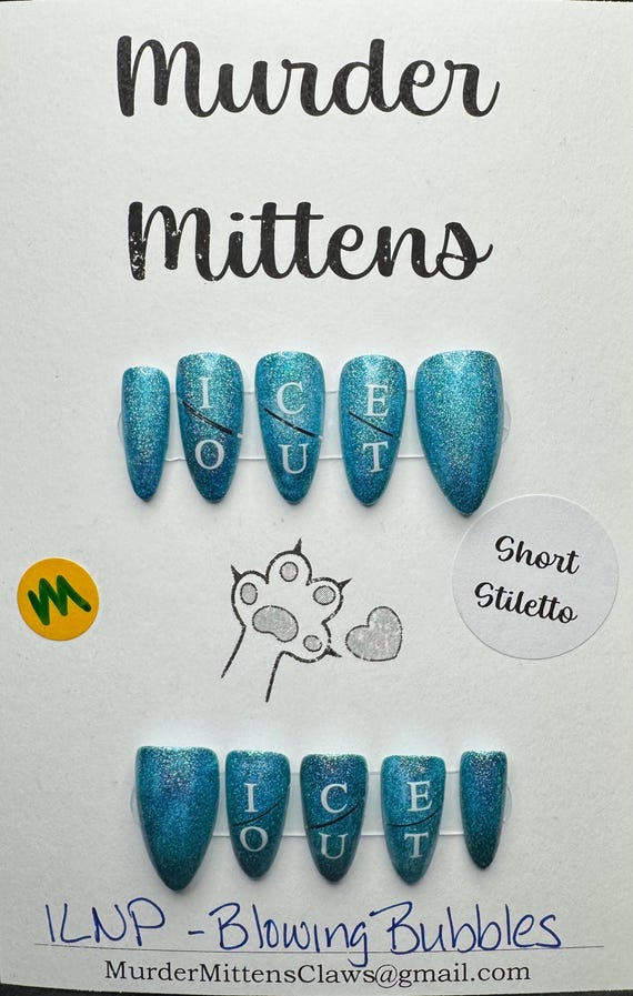ILNP - Blowing Bubbles; ICE OUT; press-on nails