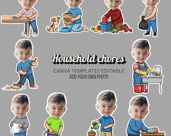 Household chores activity custom photo/ Add your own face/ DIY Craft