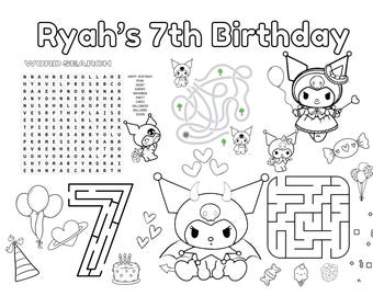 Cat Birthday Placemat Coloring Activity